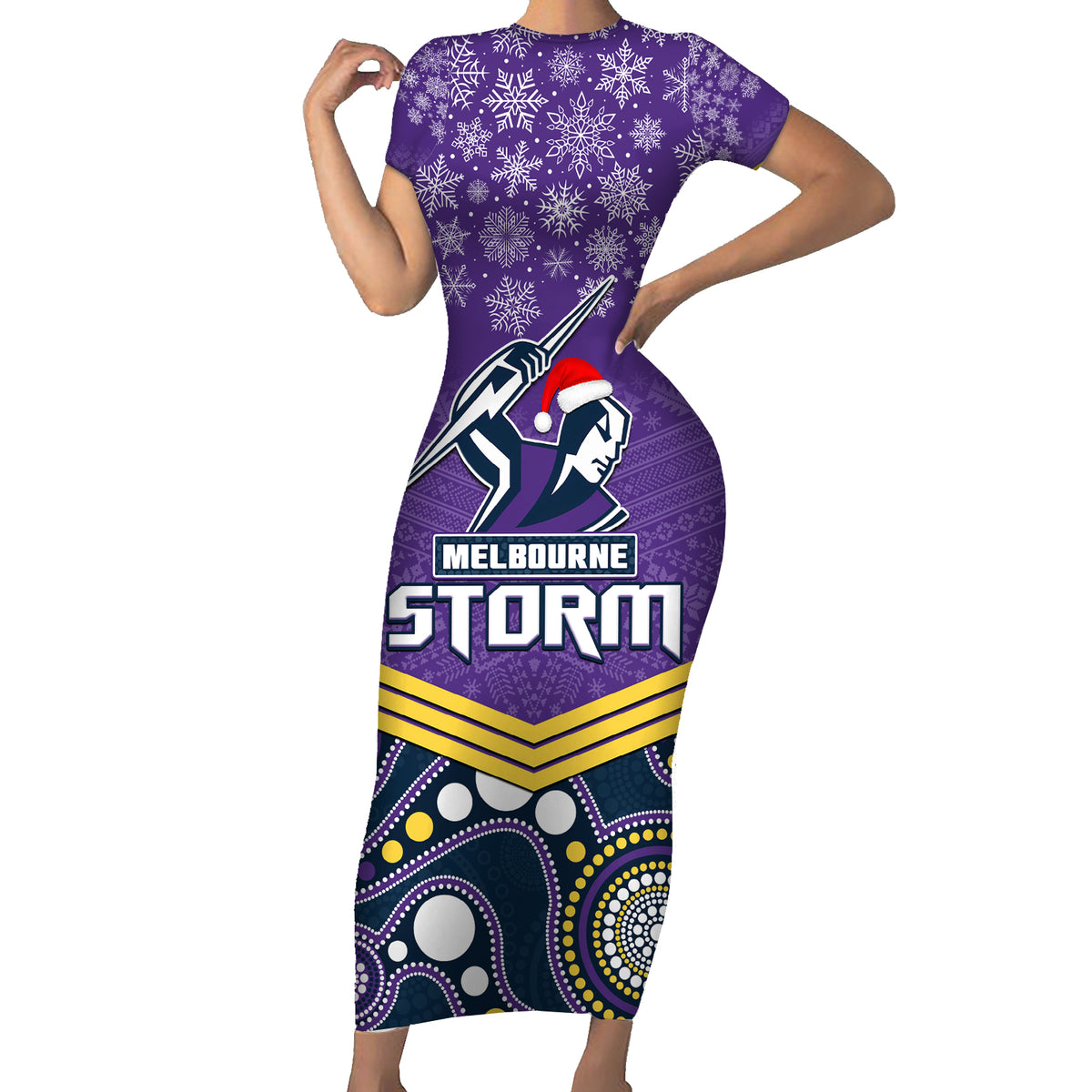 custom-storm-rugby-christmas-short-sleeve-bodycon-dress-merry-xmas-2023-mix-aboriginal-art