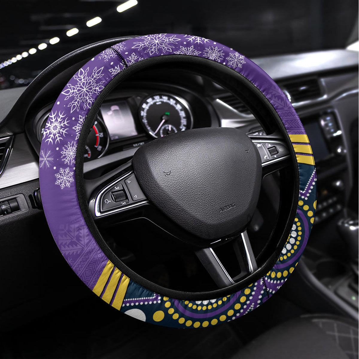 Storm Rugby Christmas Steering Wheel Cover Merry Xmas 2023 Mix Aboriginal Art