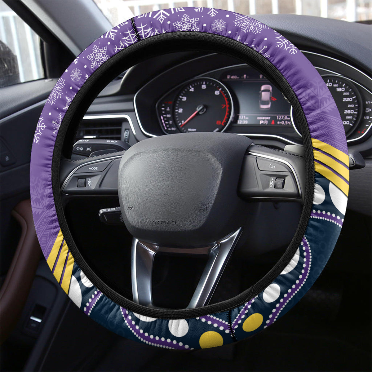 Storm Rugby Christmas Steering Wheel Cover Merry Xmas 2023 Mix Aboriginal Art