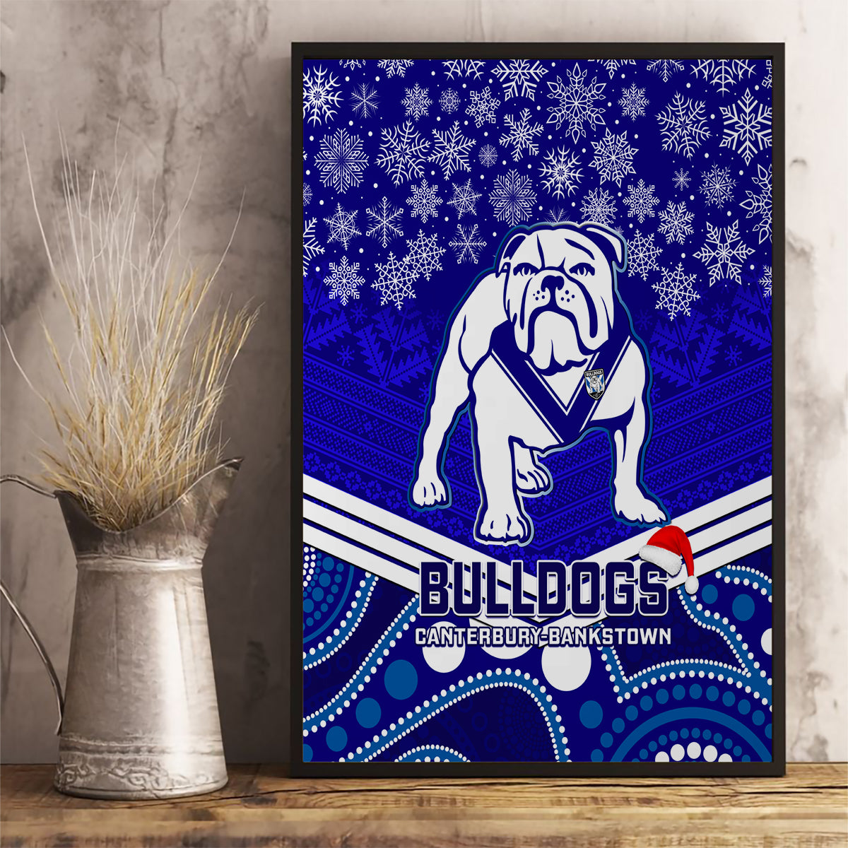 custom-bulldogs-rugby-christmas-canvas-wall-art-merry-xmas-2023-mix-aboriginal-art
