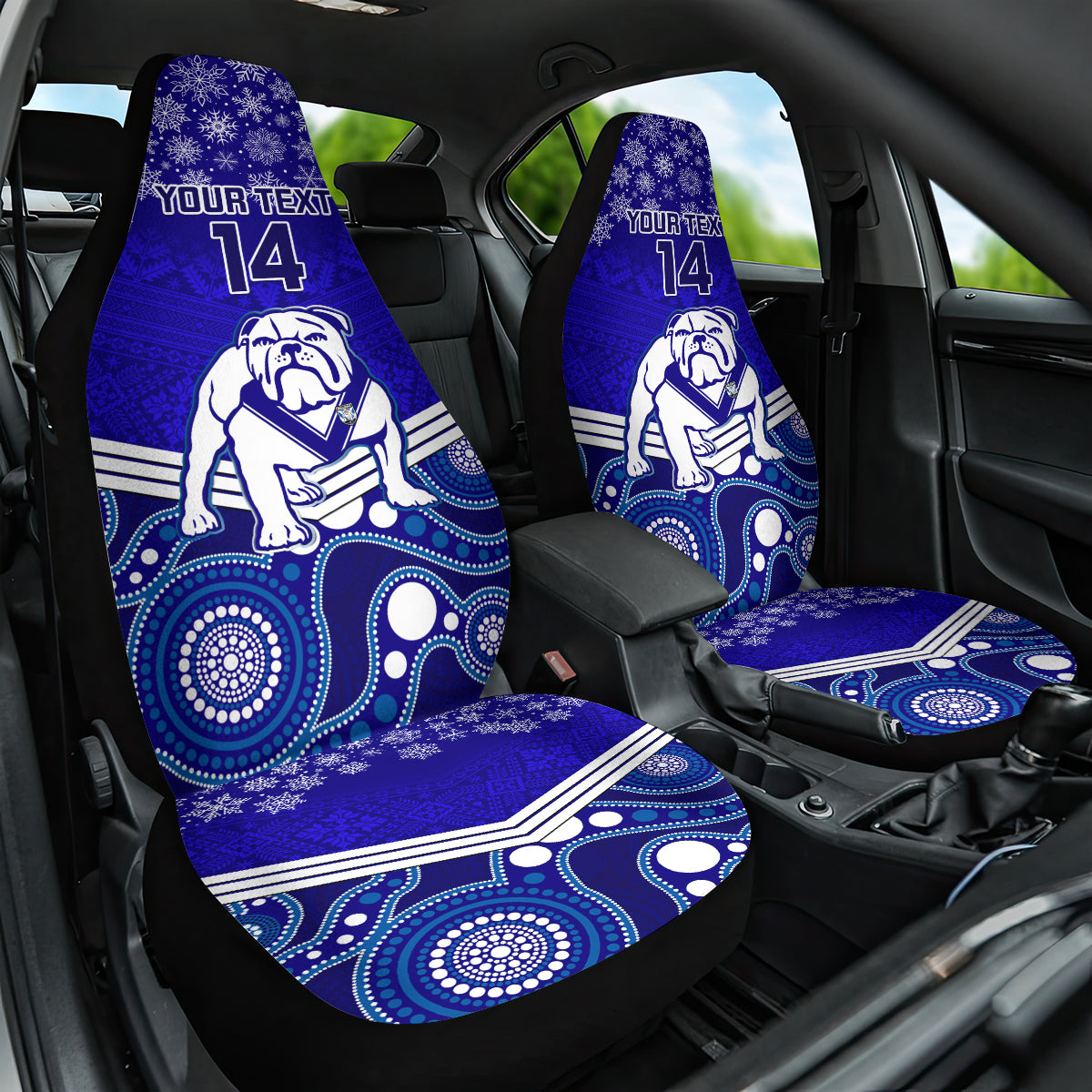 custom-bulldogs-rugby-christmas-car-seat-cover-merry-xmas-2023-mix-aboriginal-art