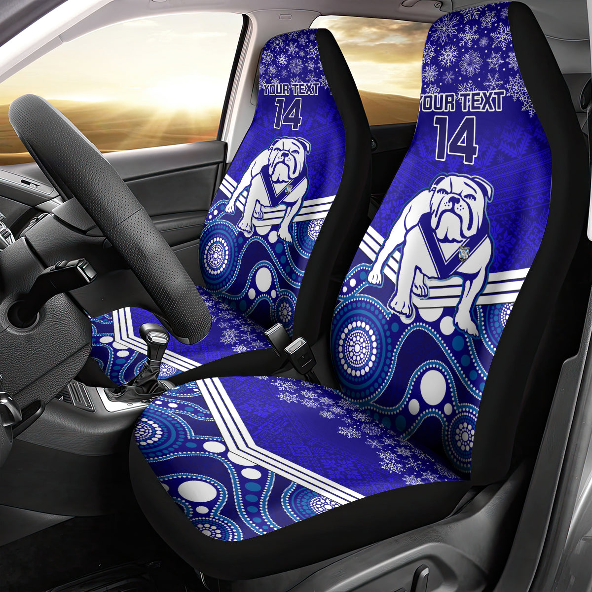 custom-bulldogs-rugby-christmas-car-seat-cover-merry-xmas-2023-mix-aboriginal-art