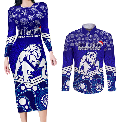 custom-bulldogs-rugby-christmas-couples-matching-long-sleeve-bodycon-dress-and-long-sleeve-button-shirt-merry-xmas-2023-mix-aboriginal-art