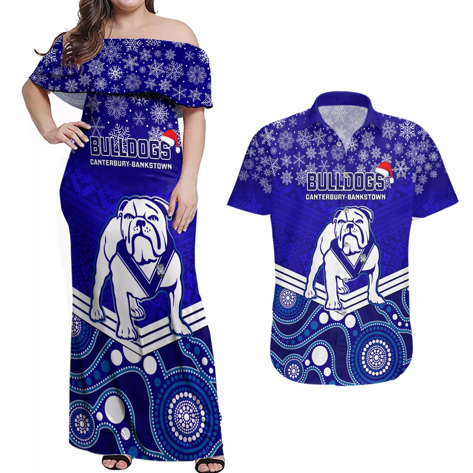 custom-bulldogs-rugby-christmas-couples-matching-off-shoulder-maxi-dress-and-hawaiian-shirt-merry-xmas-2023-mix-aboriginal-art