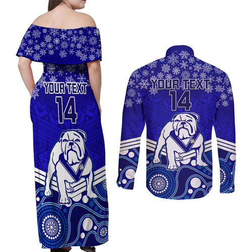custom-bulldogs-rugby-christmas-couples-matching-off-shoulder-maxi-dress-and-long-sleeve-button-shirt-merry-xmas-2023-mix-aboriginal-art
