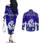custom-bulldogs-rugby-christmas-couples-matching-off-the-shoulder-long-sleeve-dress-and-long-sleeve-button-shirt-merry-xmas-2023-mix-aboriginal-art