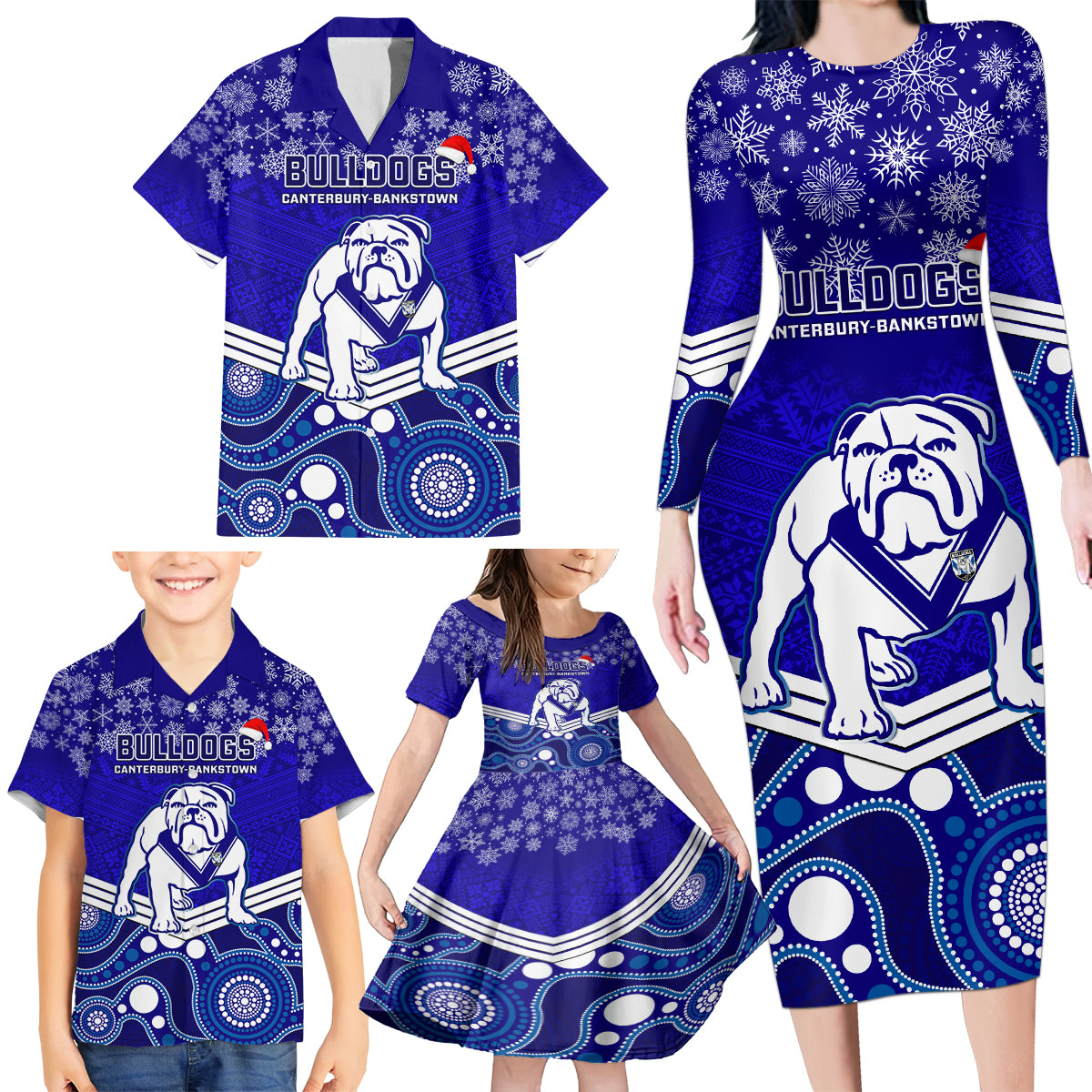 custom-bulldogs-rugby-christmas-family-matching-long-sleeve-bodycon-dress-and-hawaiian-shirt-merry-xmas-2023-mix-aboriginal-art