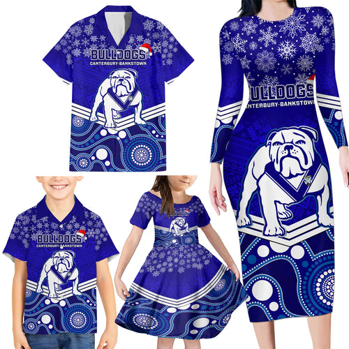 custom-bulldogs-rugby-christmas-family-matching-long-sleeve-bodycon-dress-and-hawaiian-shirt-merry-xmas-2023-mix-aboriginal-art