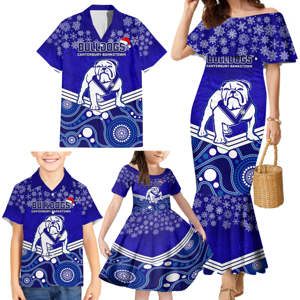 custom-bulldogs-rugby-christmas-family-matching-mermaid-dress-and-hawaiian-shirt-merry-xmas-2023-mix-aboriginal-art