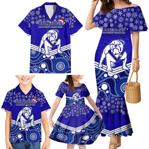 custom-bulldogs-rugby-christmas-family-matching-mermaid-dress-and-hawaiian-shirt-merry-xmas-2023-mix-aboriginal-art