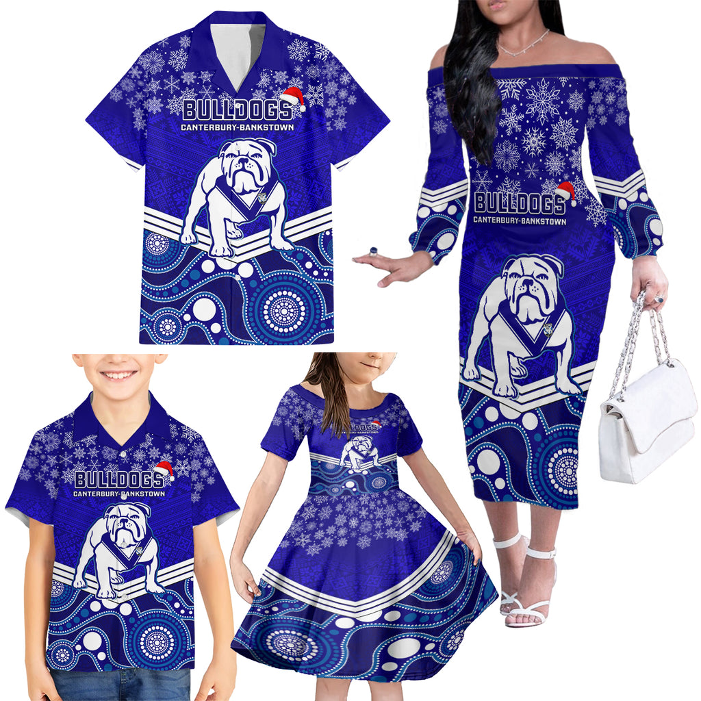 custom-bulldogs-rugby-christmas-family-matching-off-shoulder-long-sleeve-dress-and-hawaiian-shirt-merry-xmas-2023-mix-aboriginal-art