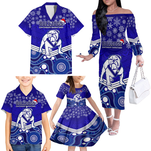 custom-bulldogs-rugby-christmas-family-matching-off-shoulder-long-sleeve-dress-and-hawaiian-shirt-merry-xmas-2023-mix-aboriginal-art
