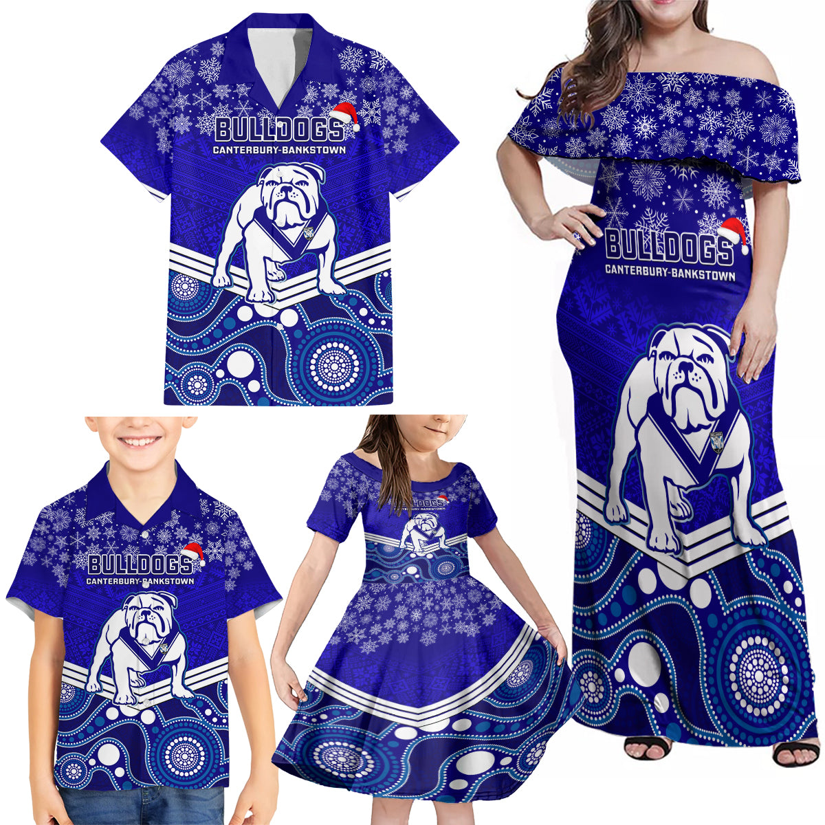 custom-bulldogs-rugby-christmas-family-matching-off-shoulder-maxi-dress-and-hawaiian-shirt-merry-xmas-2023-mix-aboriginal-art