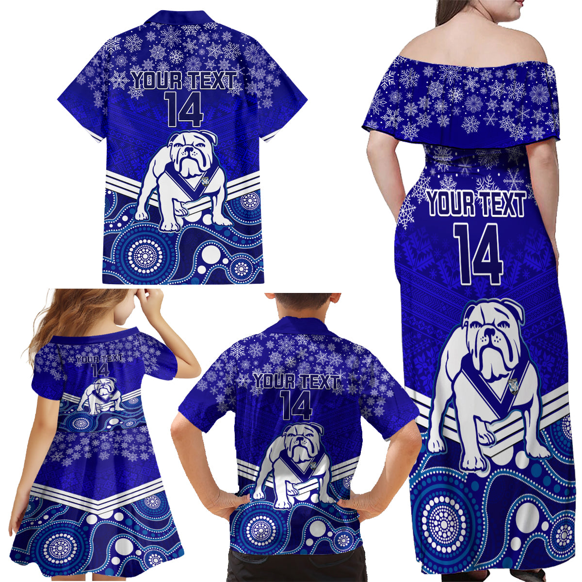 custom-bulldogs-rugby-christmas-family-matching-off-shoulder-maxi-dress-and-hawaiian-shirt-merry-xmas-2023-mix-aboriginal-art
