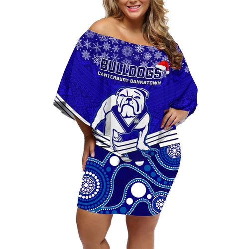 custom-bulldogs-rugby-christmas-family-matching-off-shoulder-short-dress-and-hawaiian-shirt-merry-xmas-2023-mix-aboriginal-art