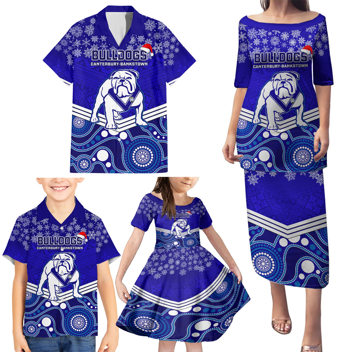 custom-bulldogs-rugby-christmas-family-matching-puletasi-dress-and-hawaiian-shirt-merry-xmas-2023-mix-aboriginal-art