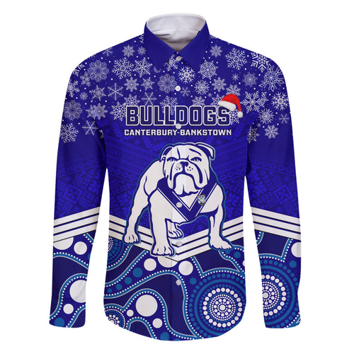 custom-bulldogs-rugby-christmas-family-matching-short-sleeve-bodycon-dress-and-hawaiian-shirt-merry-xmas-2023-mix-aboriginal-art