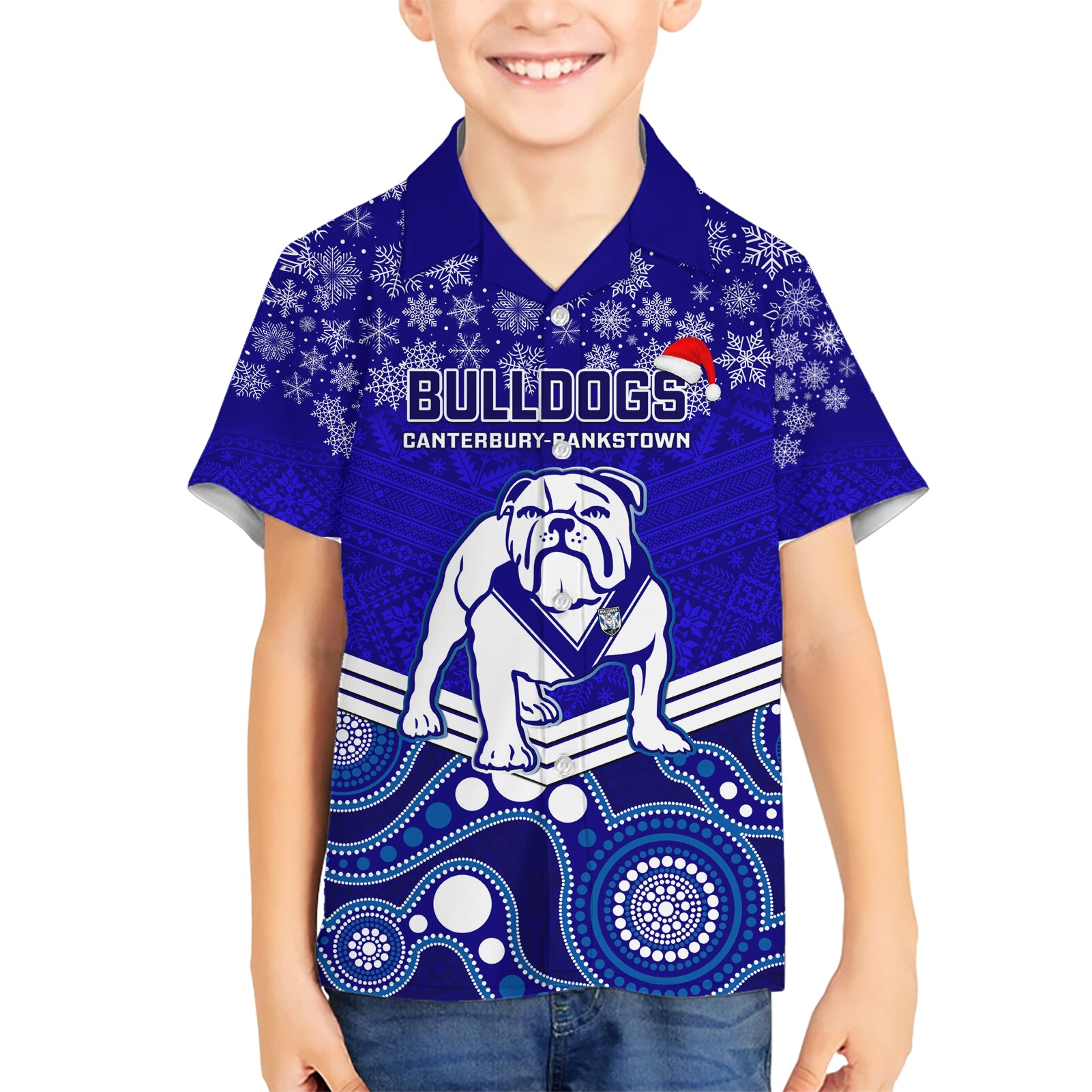 custom-bulldogs-rugby-christmas-kid-hawaiian-shirt-merry-xmas-2023-mix-aboriginal-art