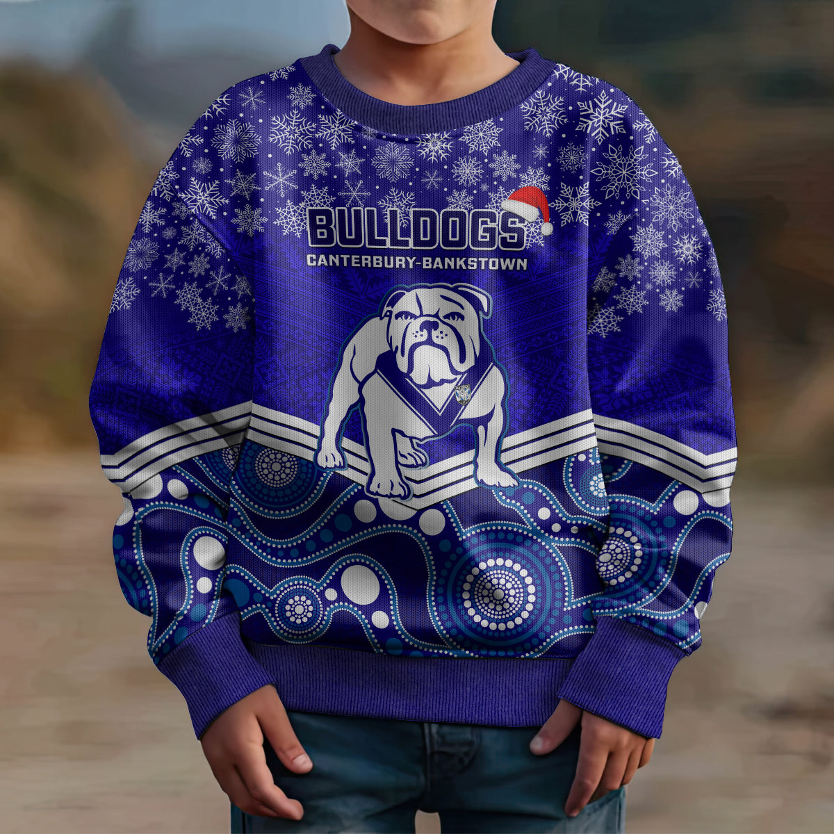 custom-bulldogs-rugby-christmas-kid-ugly-christmas-sweater-merry-xmas-2023-mix-aboriginal-art