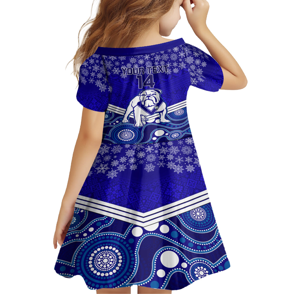 custom-bulldogs-rugby-christmas-kid-short-sleeve-dress-merry-xmas-2023-mix-aboriginal-art