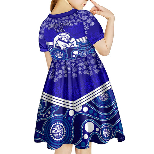 custom-bulldogs-rugby-christmas-kid-short-sleeve-dress-merry-xmas-2023-mix-aboriginal-art