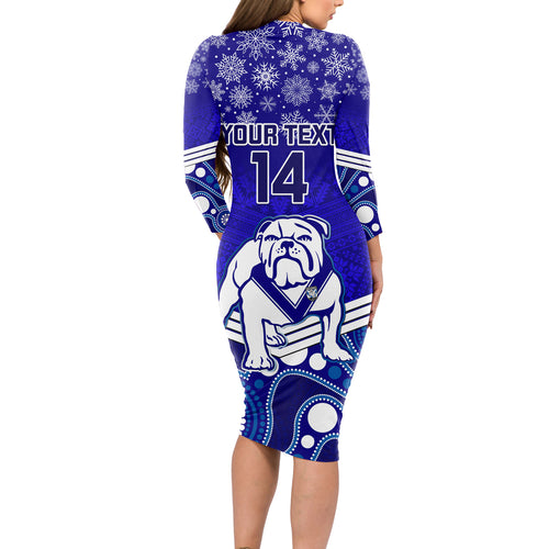 custom-bulldogs-rugby-christmas-long-sleeve-bodycon-dress-merry-xmas-2023-mix-aboriginal-art