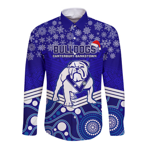 custom-bulldogs-rugby-christmas-long-sleeve-button-shirt-merry-xmas-2023-mix-aboriginal-art