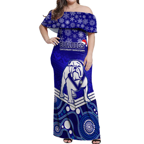 custom-bulldogs-rugby-christmas-off-shoulder-maxi-dress-merry-xmas-2023-mix-aboriginal-art