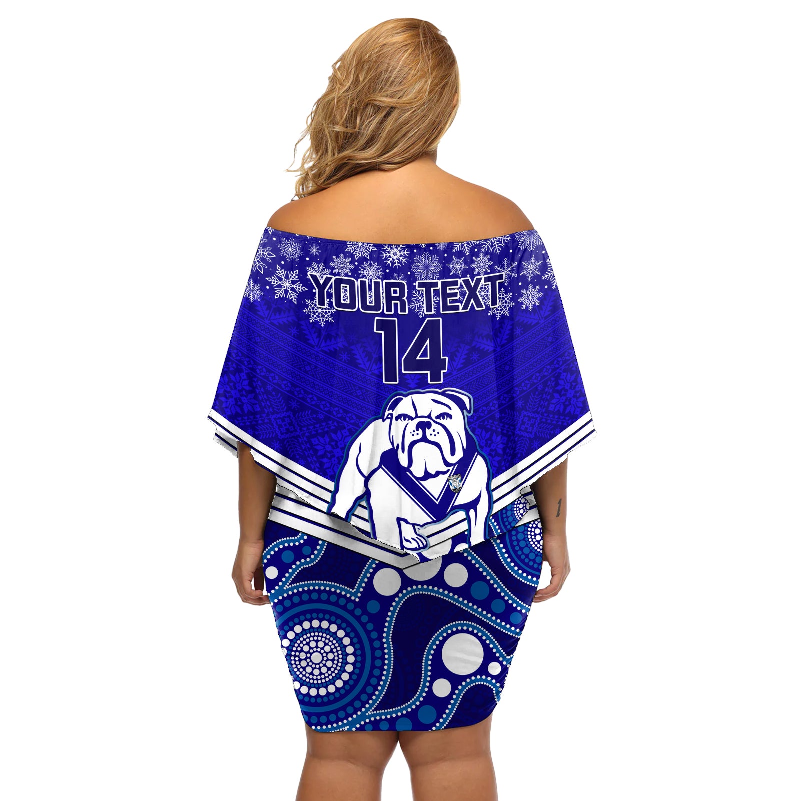 custom-bulldogs-rugby-christmas-off-shoulder-short-dress-merry-xmas-2023-mix-aboriginal-art