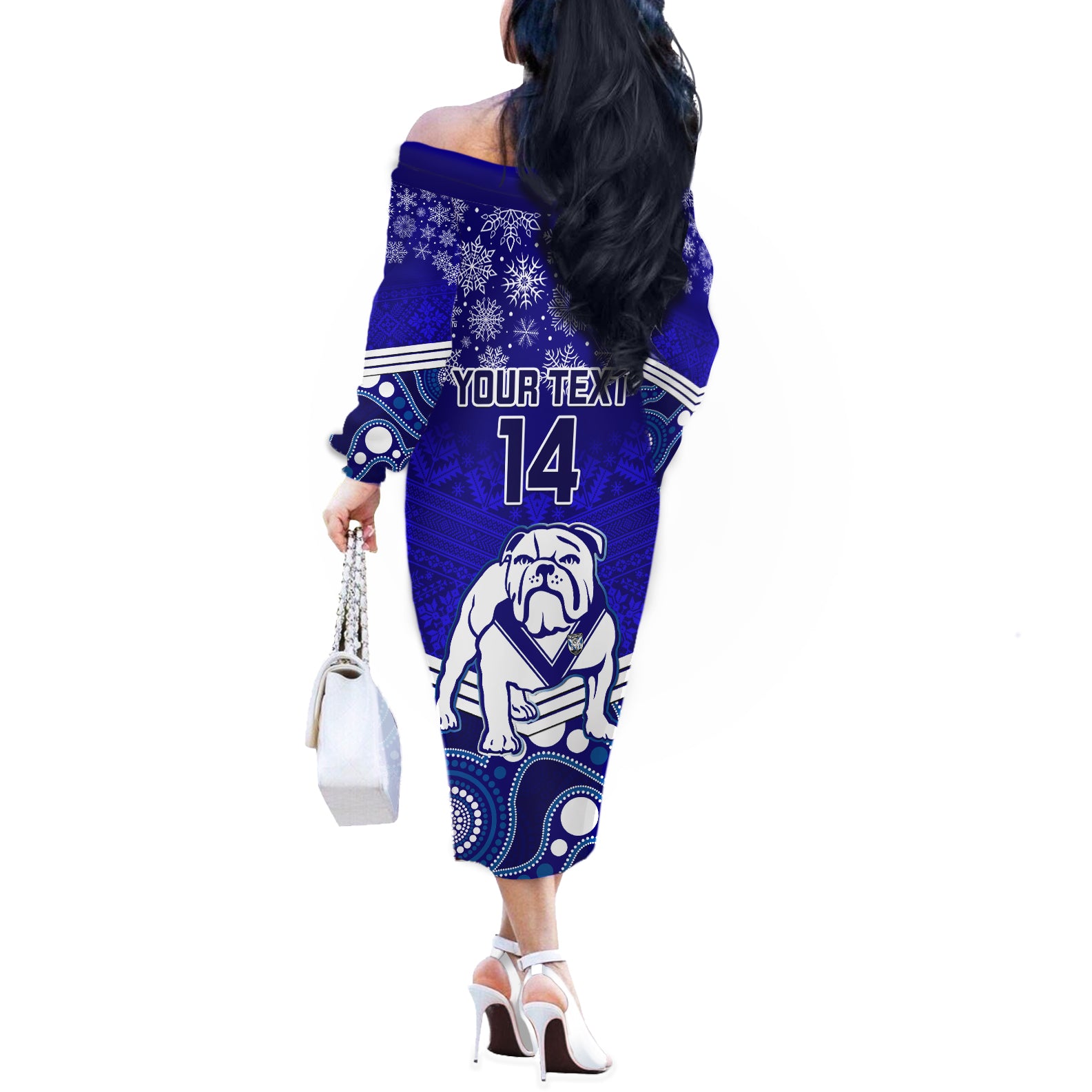 custom-bulldogs-rugby-christmas-off-the-shoulder-long-sleeve-dress-merry-xmas-2023-mix-aboriginal-art