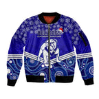 custom-bulldogs-rugby-christmas-sleeve-zip-bomber-jacket-merry-xmas-2023-mix-aboriginal-art