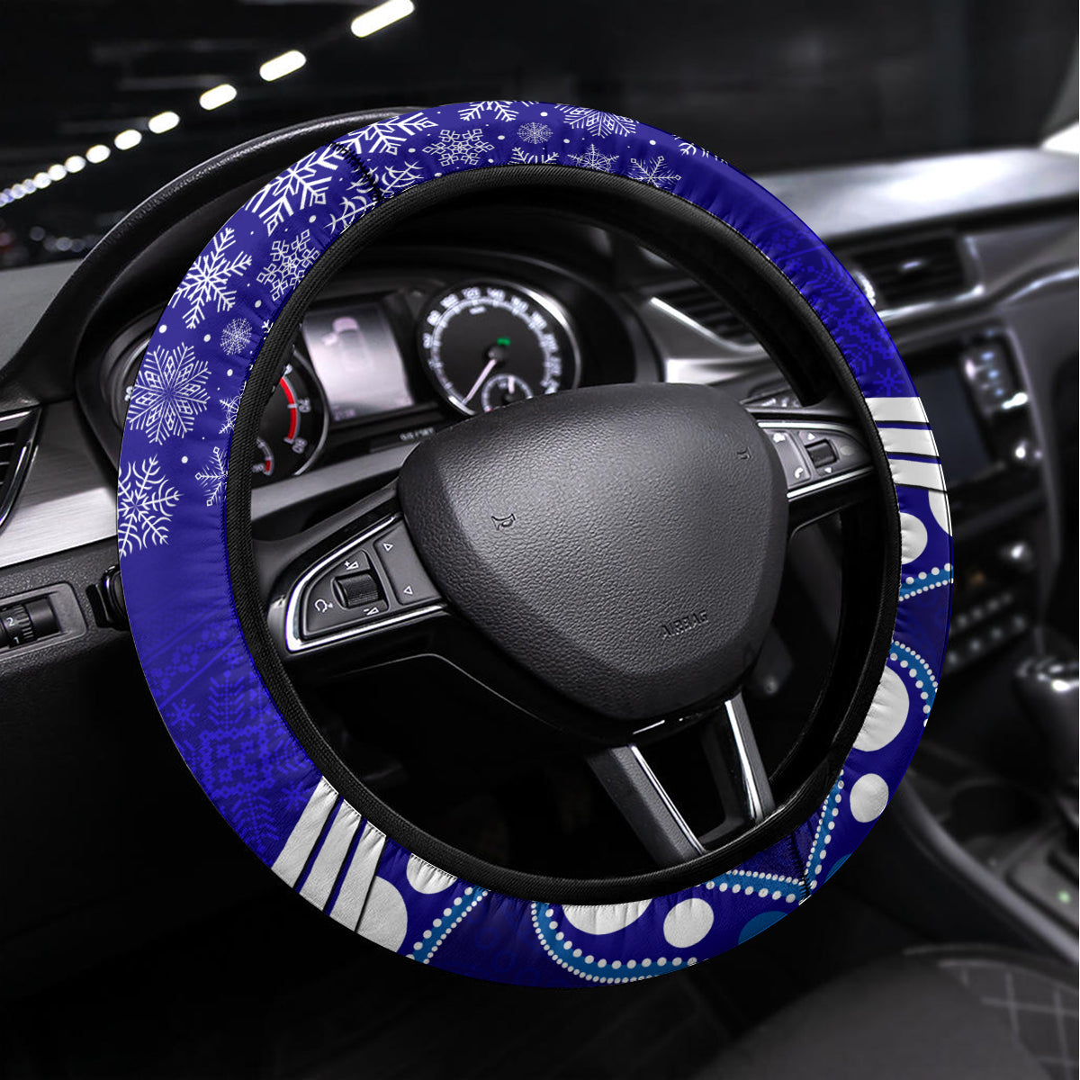 Bulldogs Rugby Christmas Steering Wheel Cover Merry Xmas 2023 Mix Aboriginal Art