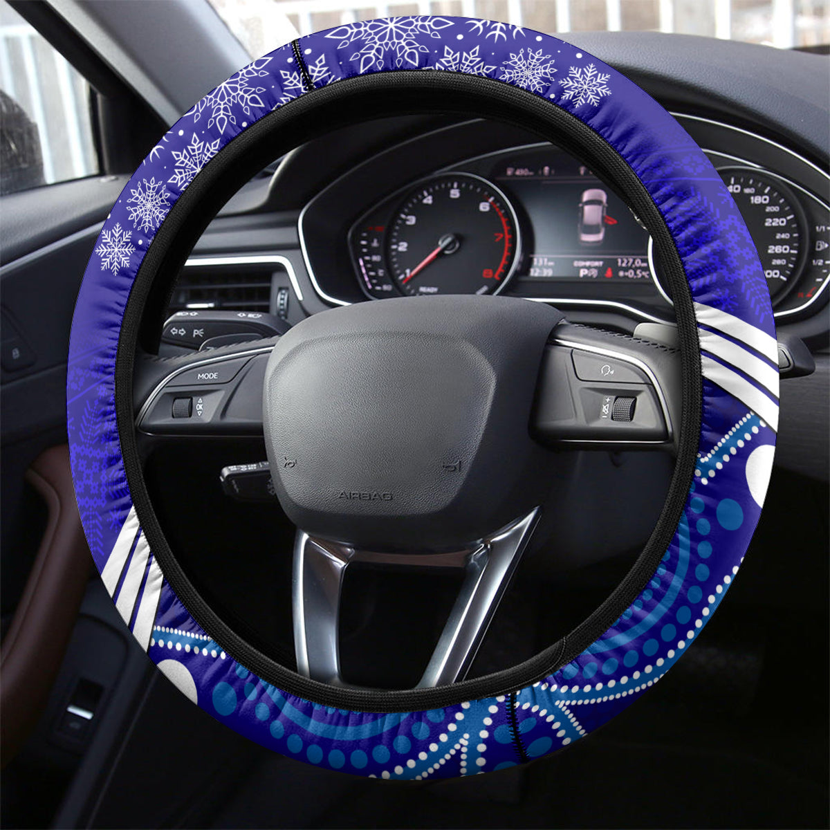 Bulldogs Rugby Christmas Steering Wheel Cover Merry Xmas 2023 Mix Aboriginal Art