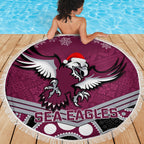 custom-sea-eagles-rugby-christmas-beach-blanket-merry-xmas-2023-mix-aboriginal-art