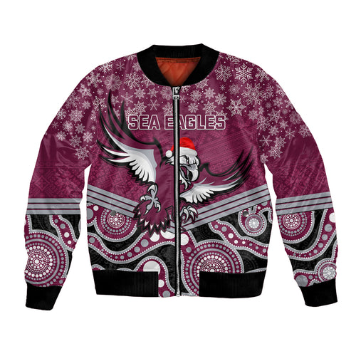 custom-sea-eagles-rugby-christmas-bomber-jacket-merry-xmas-2023-mix-aboriginal-art