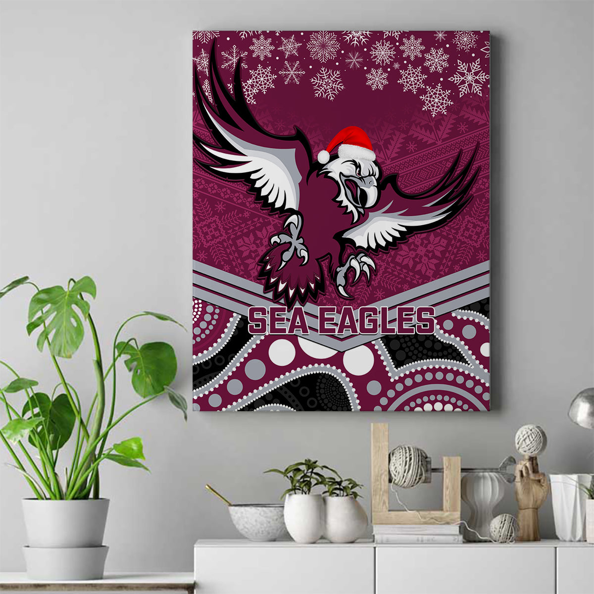 custom-sea-eagles-rugby-christmas-canvas-wall-art-merry-xmas-2023-mix-aboriginal-art