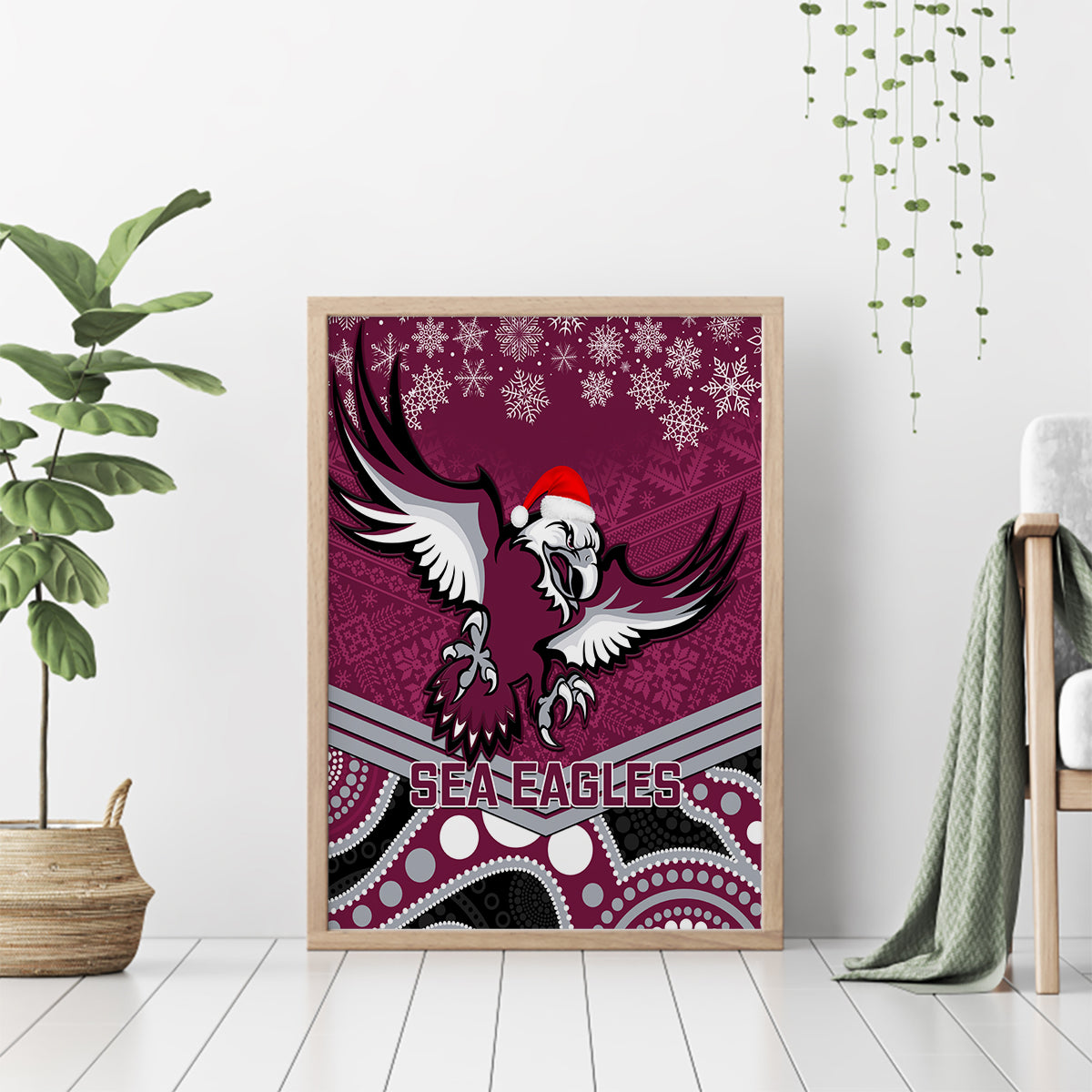 custom-sea-eagles-rugby-christmas-canvas-wall-art-merry-xmas-2023-mix-aboriginal-art