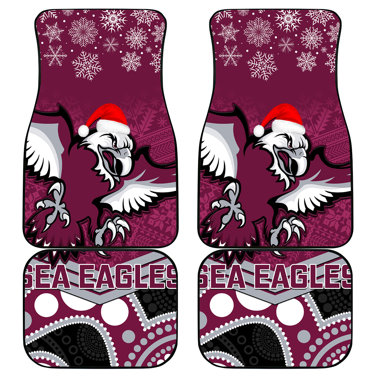 custom-sea-eagles-rugby-christmas-car-mats-merry-xmas-2023-mix-aboriginal-art