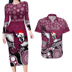 custom-sea-eagles-rugby-christmas-couples-matching-long-sleeve-bodycon-dress-and-hawaiian-shirt-merry-xmas-2023-mix-aboriginal-art