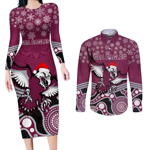 custom-sea-eagles-rugby-christmas-couples-matching-long-sleeve-bodycon-dress-and-long-sleeve-button-shirt-merry-xmas-2023-mix-aboriginal-art