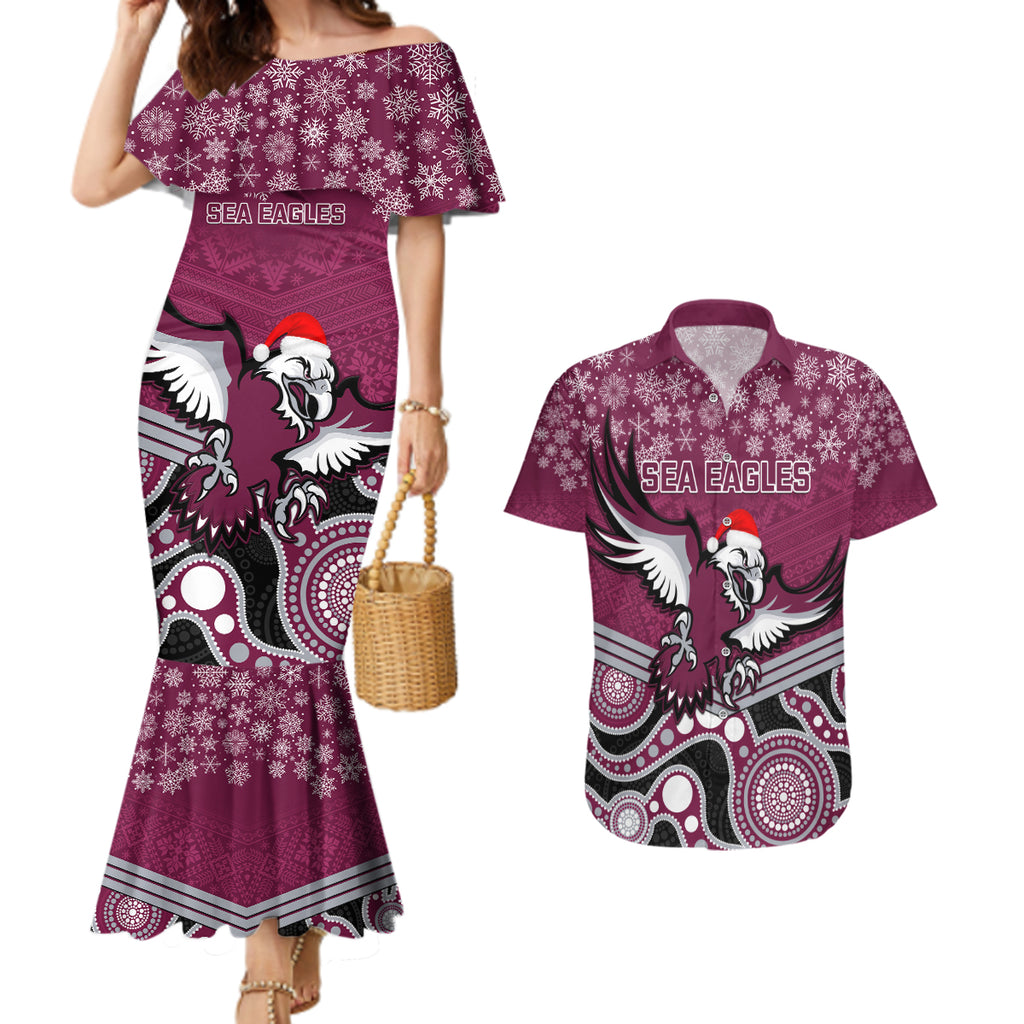 custom-sea-eagles-rugby-christmas-couples-matching-mermaid-dress-and-hawaiian-shirt-merry-xmas-2023-mix-aboriginal-art