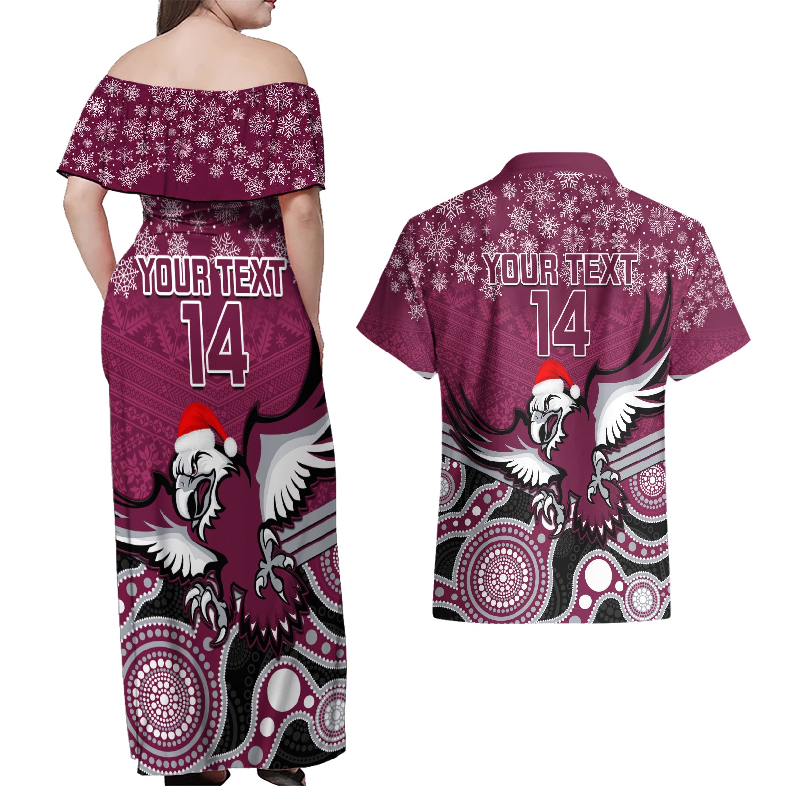 custom-sea-eagles-rugby-christmas-couples-matching-off-shoulder-maxi-dress-and-hawaiian-shirt-merry-xmas-2023-mix-aboriginal-art