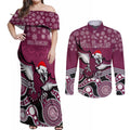 custom-sea-eagles-rugby-christmas-couples-matching-off-shoulder-maxi-dress-and-long-sleeve-button-shirt-merry-xmas-2023-mix-aboriginal-art