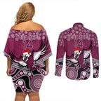 custom-sea-eagles-rugby-christmas-couples-matching-off-shoulder-short-dress-and-long-sleeve-button-shirt-merry-xmas-2023-mix-aboriginal-art