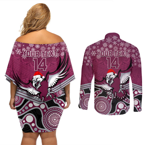 custom-sea-eagles-rugby-christmas-couples-matching-off-shoulder-short-dress-and-long-sleeve-button-shirt-merry-xmas-2023-mix-aboriginal-art