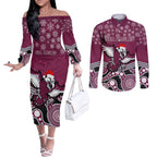 custom-sea-eagles-rugby-christmas-couples-matching-off-the-shoulder-long-sleeve-dress-and-long-sleeve-button-shirt-merry-xmas-2023-mix-aboriginal-art