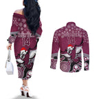 custom-sea-eagles-rugby-christmas-couples-matching-off-the-shoulder-long-sleeve-dress-and-long-sleeve-button-shirt-merry-xmas-2023-mix-aboriginal-art