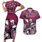 custom-sea-eagles-rugby-christmas-couples-matching-short-sleeve-bodycon-dress-and-hawaiian-shirt-merry-xmas-2023-mix-aboriginal-art