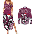custom-sea-eagles-rugby-christmas-couples-matching-summer-maxi-dress-and-long-sleeve-button-shirt-merry-xmas-2023-mix-aboriginal-art