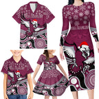 custom-sea-eagles-rugby-christmas-family-matching-long-sleeve-bodycon-dress-and-hawaiian-shirt-merry-xmas-2023-mix-aboriginal-art